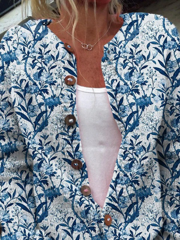 Azzurra | Indigo Botanical Cardigan