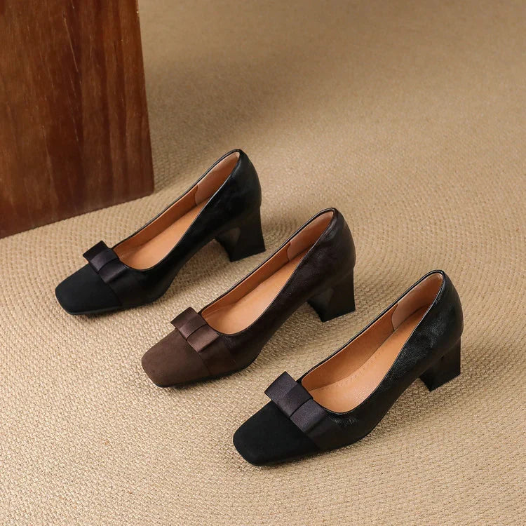 Martina | Lodičky se širokým podpatkem a mašlí