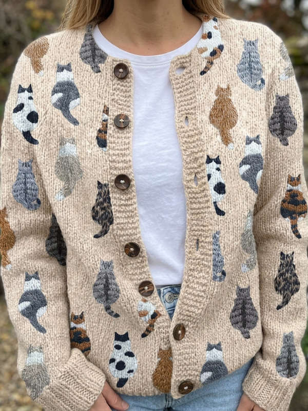 Lidia | Cat Print Cardigan