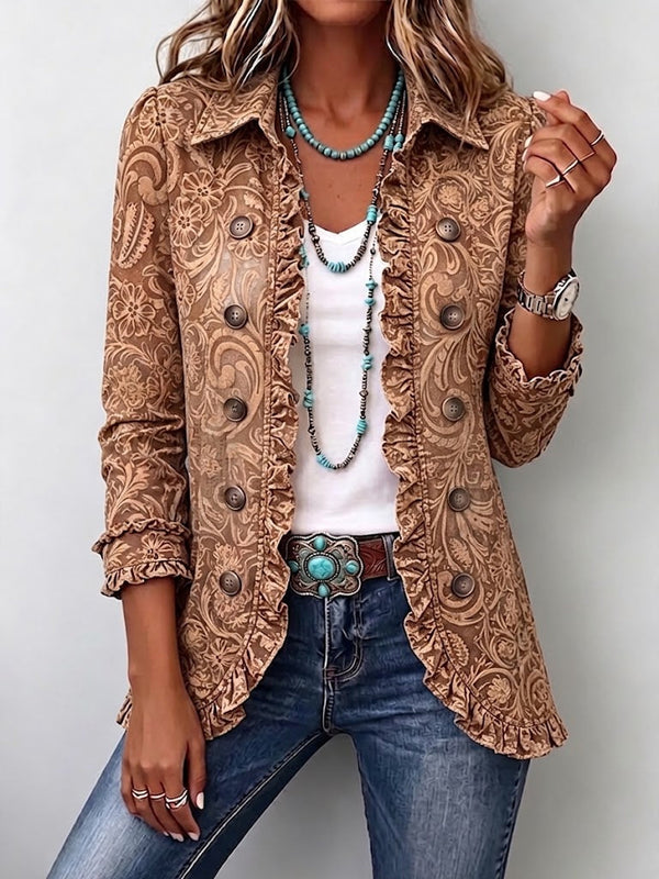 Bruna | Vintage Floral Jacket with Ruffles