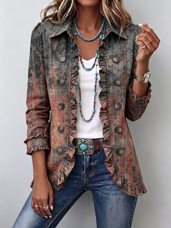 Vincenza | Textured Faded Jacket with Ruffles