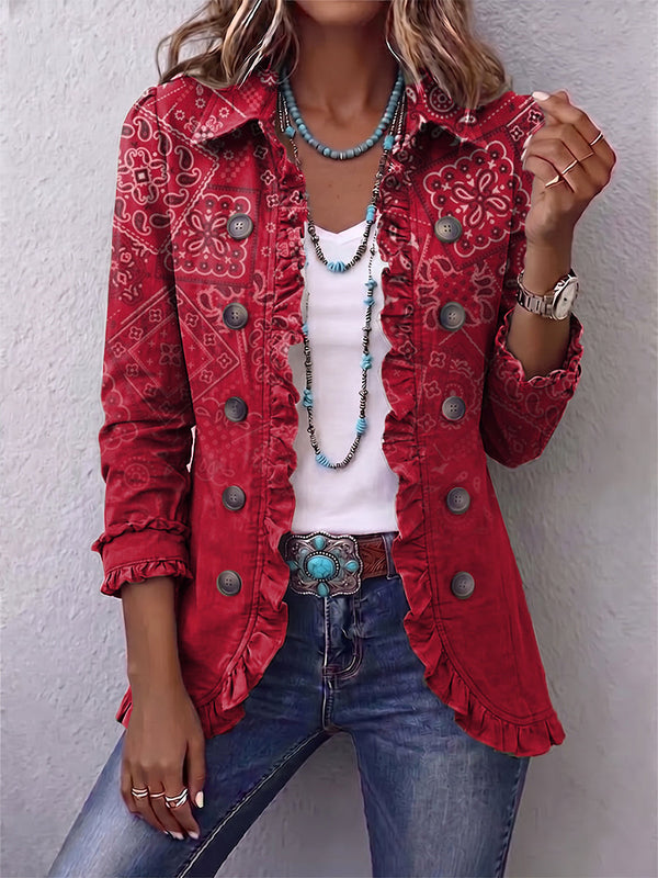 Santina | Faded Paisley Jacket with Ruffles