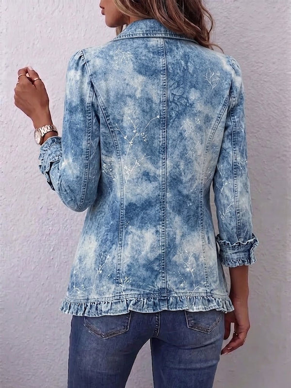 Rosaria | Faded Botanical Jacket with Ruffles