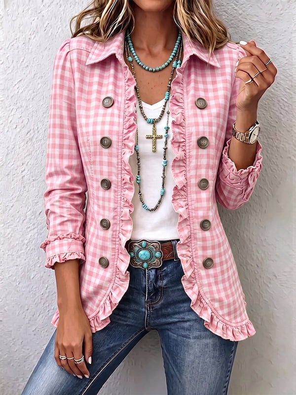 Carmela | Gingham Jacket with Ruffles