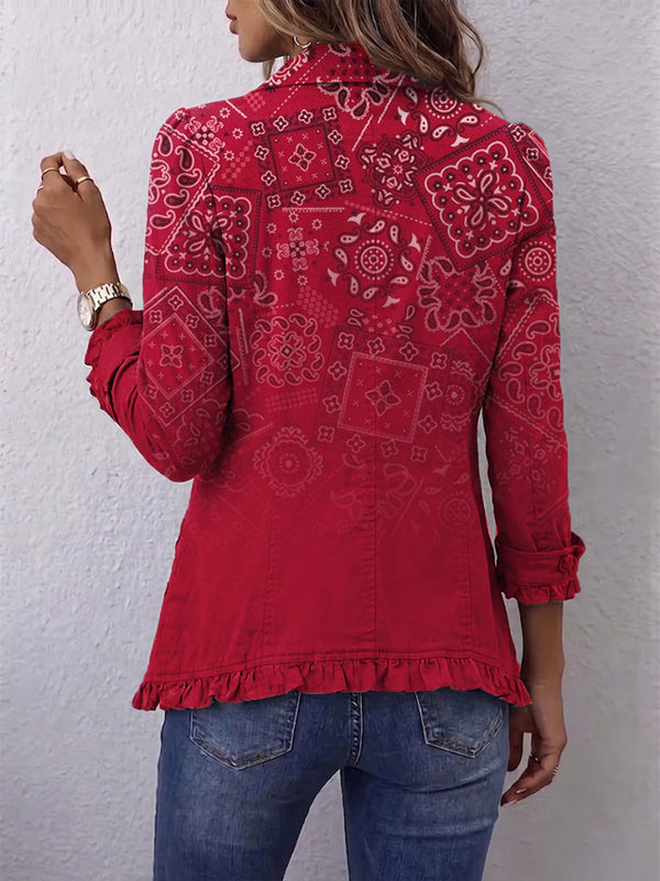 Santina | Faded Paisley Jacket with Ruffles